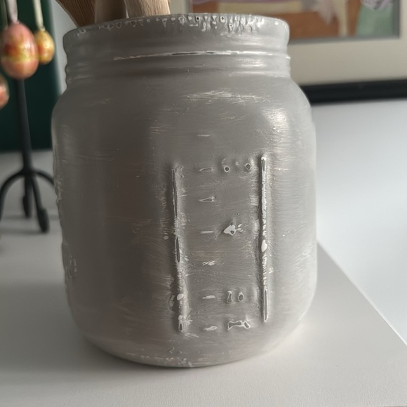 Gray Upcycled Mason Jar Utensils Crock - Picture 3 of 6